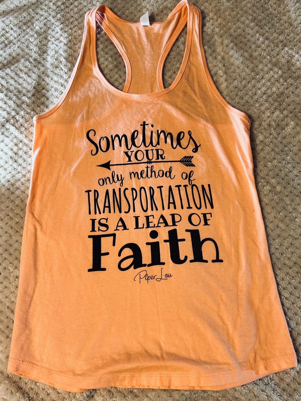 Piper Lou  Orange Logo Tank Top-Size Medium